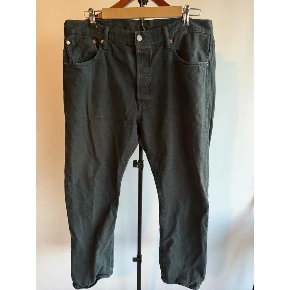 Levi's 501 Distressed Button Fly Denim Jeans Black 38 X 32 Faded